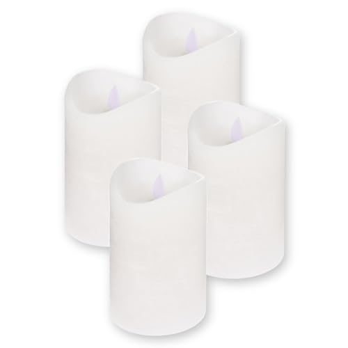 ToCi 4 x LED Kerzen Weiß Ø 7,5 x 15 cm – Echtwachskerzen flammenlos mit beweglicher Flamme & Timer - Stumpenkerzen mit LED-Licht für Advent, Deko, Grablicht, Innenbereich ToCi 4 x LED Kerzen Weiß Ø 7,5 x 15 cm – Echtwachskerzen flammenlos mit beweglicher Flamme & Timer - Stumpenkerzen mit LED-Licht für Advent, Deko, Grablicht, Innenbereich