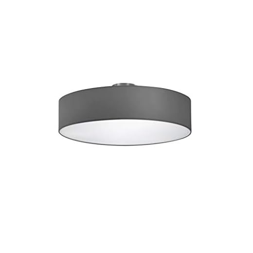 lightling modern Deckenleuchte in nickel matt, Stoffschirm anthrazit, 3 x E27 max. 60W, ø 50 cm, Höhe: 20.5 cm
