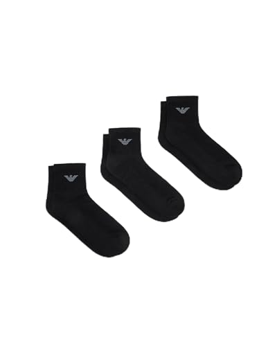 Emporio Armani Lot de 3 paires de chaussettes décontractées en coton pour homme, Noir/noir., Taille unique