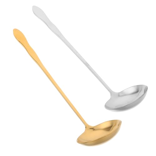 2Pcs Long Handle Serving Spoons Stainless Steel Mixing Spoon for Cocktails Ice Cream Desserts Elegant Finish for Home Kitchen Bar