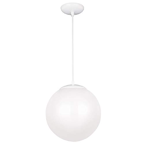 Sea Gull Lighting 6018-15 Leo - Hanging Globe One-Light Pendant Hanging Modern Light Fixture, White Finish