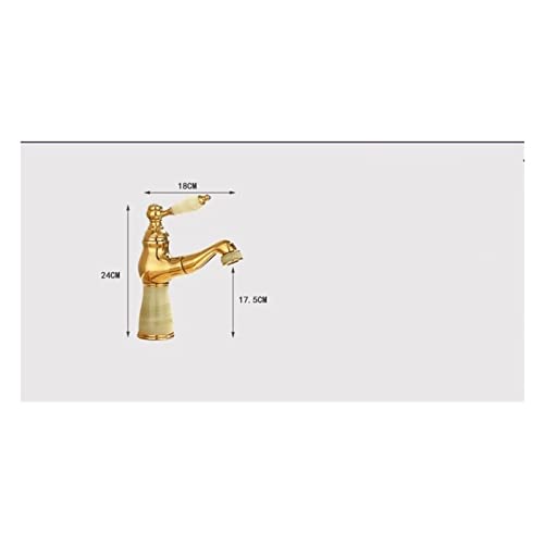 Mitigeur d'évier or et jade résistant au calcaire pour lavabo