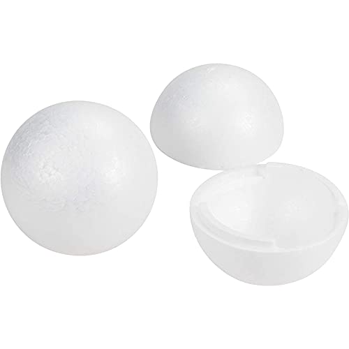 Juvale Hollow Foam Half Balls - 4 Pack, 4 In Dia, White - Craft Foam Sphere Kit &Amp; Semi Sphere Shapes - Paintable Hollow Balls For Diy Art &Amp; Floral Arrangements