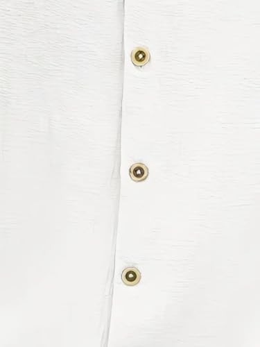 Image of Men's Solid Textured Half Sleeve Shirt with Stylish Buttons | Band Collar Casual Shirt for Summer Wear