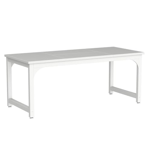 Image of Tribesigns 70.8 inchExecutive Desk, Large Office Computer Desk with Thicken Frame, Modern Simple Workstation Business Furniture for Home Office, White