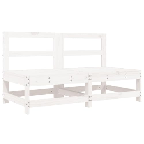 Salon de jardin pin massif blanc modulable pour petits espaces - 4