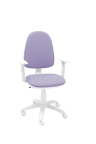 Silla giratoria Blanca de Oficina y Escritorio, Modelo Torino, con Brazos, diseño 100% Blanco ergonómico con Contacto Permanente (Malva) Cover