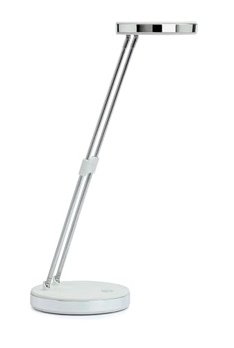 Luminaire de table LED MAUL Puck en métal blanc de 33 cm haut