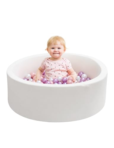 Image of Foam Ball Pit for Toddlers, IAGBIBUI Round Soft Ball Pool Pits for Indoor Playpen, Gift Toy for Kids Children and Babes, White (Balls Not Included)
