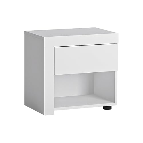 Lomadox Schlafzimmer Komplett Set, 5-teilig, mit 160cm Bett, 2 Nachttische, 4-türiger Kleiderschrank in weiß Hochglanz – Bild 8