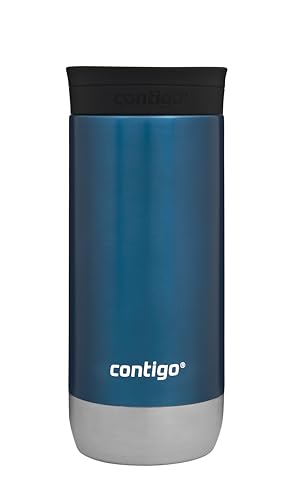 Contigo Huron Snapseal Thermobecher | Edelstahl Isolierbecher | Thermoflasche | 100% auslaufsicher | Kaffeebecher to Go mit BPA freiem Deckel | Blueberry | 470 ml