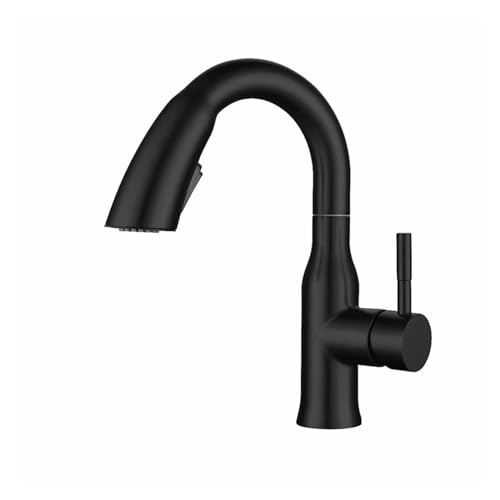 Rubinetti estraibili alti e bassi for lavabi domestici e lavabi con rubinetteria calda e fredda(Short Black)