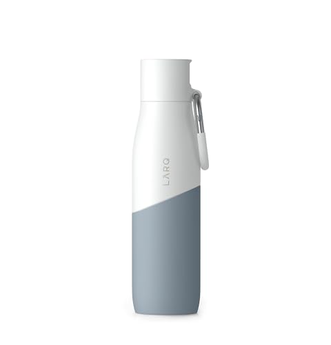 LARQ Bottle Movement Filtered - Lightweight Non-Insulated Stainless Steel Water Bottle BPA Free with Nano Zero Technology and Long-Lasting Filters White/Pebble 32oz