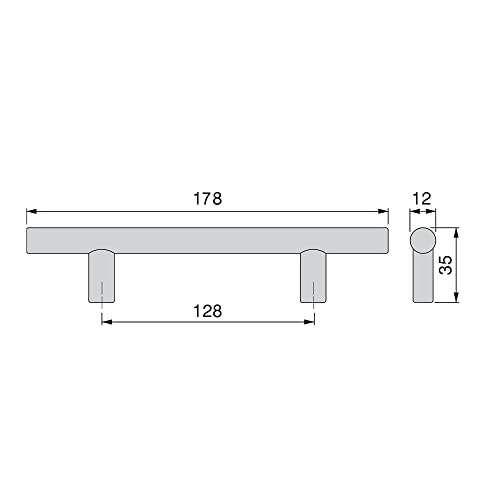Emuca - Orlando Furniture Handle, 128 mm (5 inch) Interaxis, L178mm (7 inch), Satin Finished Nickel, Steel, 10 ut - Image 2