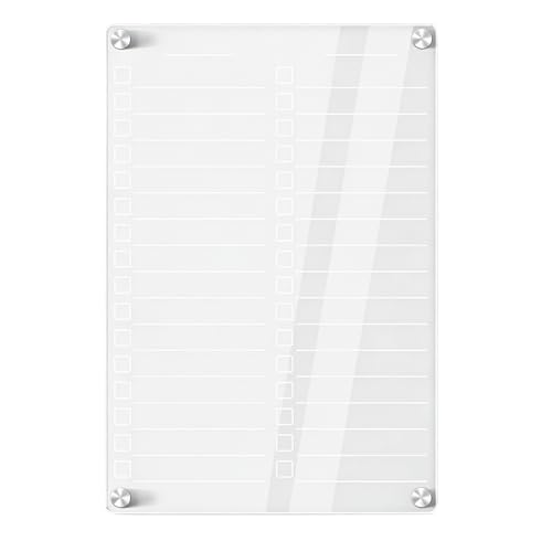 Pizarra magnética reutilizable – Agenda con lista de la compra de 30,48 x 20,32 cm, bloc de tareas apto para nevera, superficie transparente y resistente para notas, pizarra magnética para el hogar,