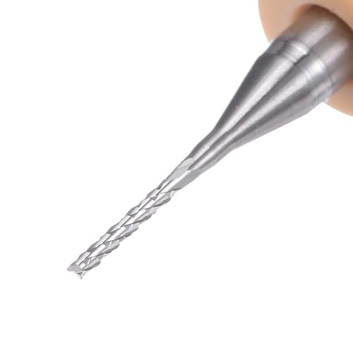 QUARKZMAN 10 Stück Hartmetallfräser 0.8mm Schaft mit Zentrierring , 6-Flöten CNC Fräser für Edelstahl, Verbundwerkstoffe und Legierungen, Silber