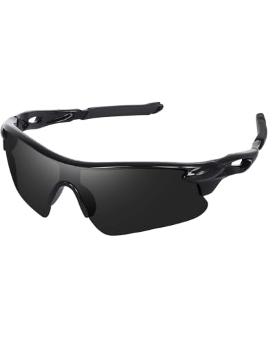 Image of Sports Sunglasses for Men & Women | UV400 Protective Shield Lens | Lightweight Cycling, Running, Driving, Cricket, Fishing & Outdoor Wraparound Sunglasses