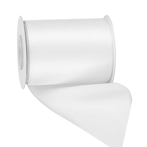 Image of LIUYAXI White Double Faced Satin Ribbon, 3 inch X 10 Yards, Solid Fabric Ribbons Roll for Wedding Invitations, Bridal Bouquets, Sewing, Party Decorations, Gift Wrapping and More