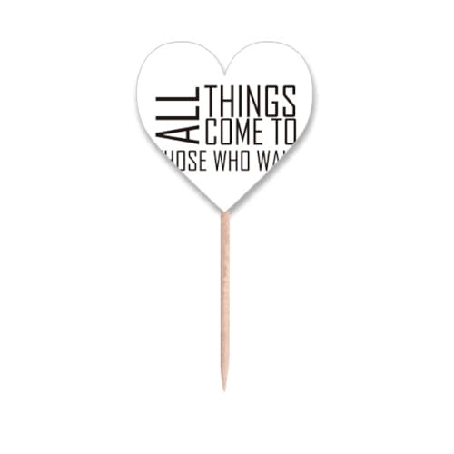 NO/NO Quote All Things Come To Those Who Wait Toothpick Flags Heart Lable Cupcake Picks, sku16424771b67994f19919