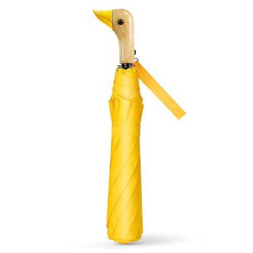 Natuquebrela Portable Duck Umbrella for Travel - Cute Collapsible Compact Umbrellas for Children Adults Unique Yellow Folding Windproof Umbrella for Rain