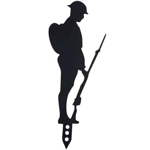 Soldier Silhouette, Soldier Statue Stakes, 12" Metal Lest We Forget Silhouette, Memorial Garden Ornaments, Remembrance Day Outdoor Statues