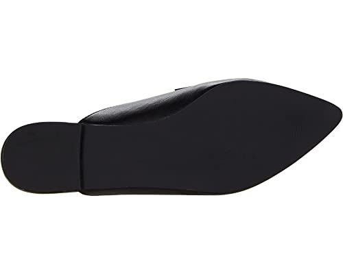 Steve Madden Flavor Black Leather Slip On Pointed Toe Fashion Flat Sandals Mules (Black Leather, 8.5) #TOP3