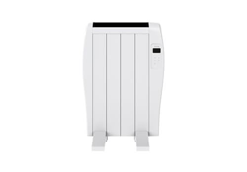 Radiador Emisor Térmico EVVO C4 Blanco, 600W, hasta 8m2, Instalación Suelo o Pared, Google Home, 4 elementos, Bloqueo infantil, Wifi, Control remoto, Temporizador