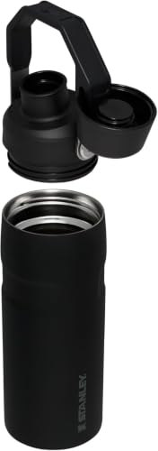 Image of Stanley IceFlow Fast Flow Water Bottle 16 oz | Angled Spout Lid | Lightweight and Leakproof for Travel and Sports | Insulated Stainless Steel | BPA-Free | Black