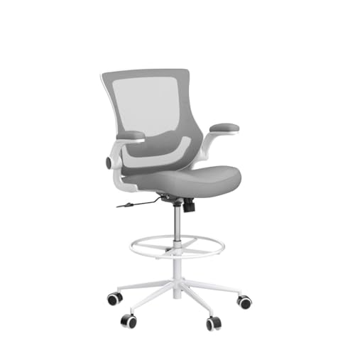 Image of Misolant Tall Office Chair, Drafting Chair for Standing Desk, High Office Chair with Adjustable Lumbar Support, Flip-up Arm and Footrest Ring, Tall Drafting Chair for Bar Height Desk