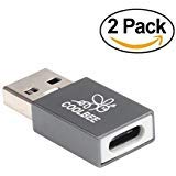 COOLBEE USB 3.0 (Type-A) Male to USB3.1 (Type-C)Female Gold Plated Connector Converter Adapter (Grey 2-Pack)