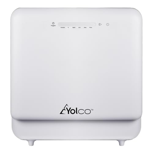 Yolco DWM01 Mini lave-vaisselle portable, avec réservoir d'eau de 5 l, compact, sans raccordement à l'eau fixe, 230 V, idéal pour le camping, le camping-car...