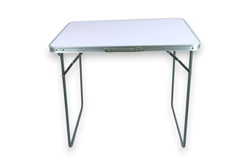 Miniatura 7 de Hersig - Mesa Auxiliar Plegable Aluminio - Mesa Plegable Blanca 80x60x70 Cm - Mesa Jardin Exterior - Mesas Plegables Portatiles Resistentes - Ideal Para Camping, Picnic, Trabajo, Fácil De Guardar