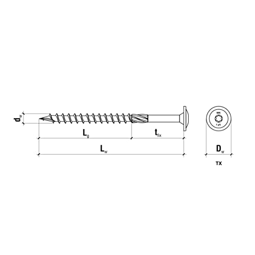 Lot de 50 vis Torx pour constructions en bois - 6 x 220 mm TX30