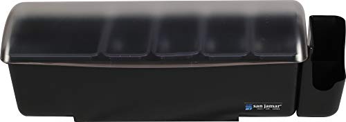 San Jamar Dome Garnish Center 5 Tray with Dome Lid for Kitchen, Bar, And Restaurants, Plastic, 8 Pints, Black