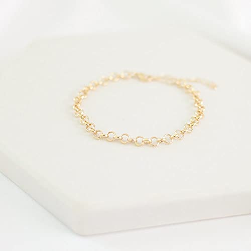 Pulseira grossa com design de elo português folheado em ouro 18k