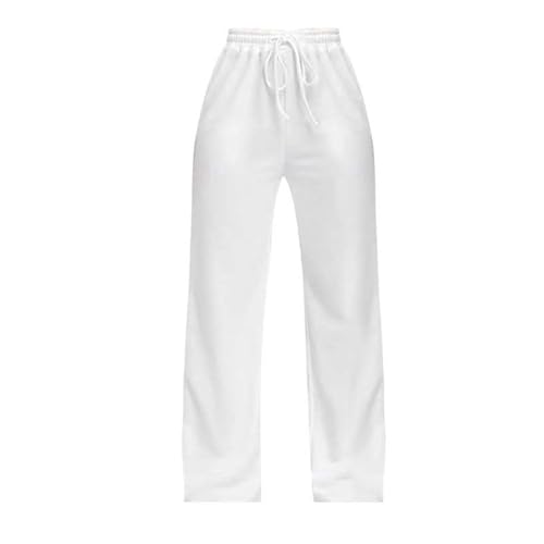 Pantalon de jogging long en coton blanc uni taille XS à poches - 4