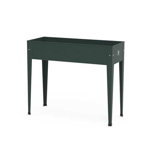 Image of herstera Elevated Raised Garden Bed Kit - Galvanized Steel Rectangular Planter Box with Drainage Hole for Outdoor Patio, Porch & Backyard Gardening, Dark Green