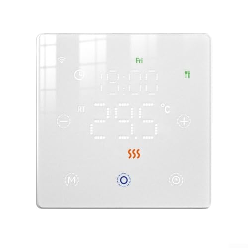 Sileduove Termostato inteligente con control remoto con interfaz digital para sistemas de calefacción de gas, soporta programación flexible y comandos de voz (blanco)