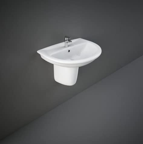 Lavabo suspendido 60 x 48,5 cm de cerámica Serie Oxford - Blanco, con columna