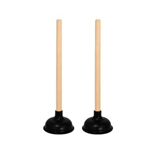 ProBene 2x Heavy Duty Toilet Plunger Set – 48cm Wooden Handle & Large Rubber Cup – Powerful Sink & Drain Unblocker for Bathroom, Toilet, Shower