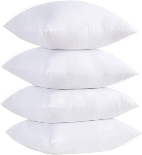 Adam Home Cushion Inserts 40cm x 40cm (16" x 16" inches) Hypoallergenic Fluffy White Cushion Inner, Perfect Hollowfibre for Sofa Cushion Pads (Pack of 4)