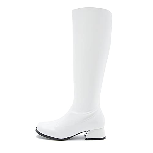 GOGO Boots for Women, Knee High Boots, Low Block Heel Zipper Boots Ladies Party Dance Shoes4