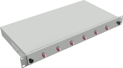 Helos LWL 19" Breakoutbox mit 6X LC Duplex Kupplungen OM4, grau