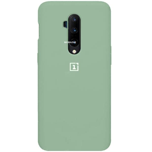 MOBILOVE Pure Liquid Soft Matte Silicone Case with Camera and Screen Protection for | OnePlus 7T Pro (Mint Green)