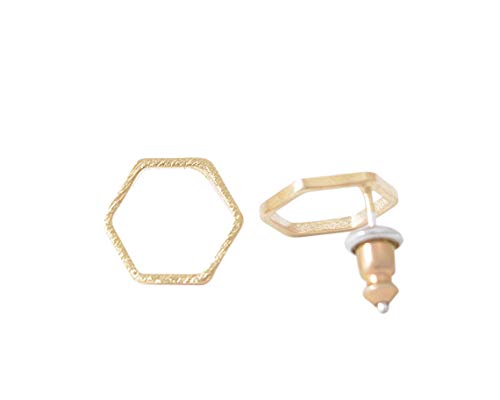 Preisvergleich Produktbild Ohrringe vergoldet Ohrstecker Hexagon Sechseck Ø 1cm als minimalistischer geo Damenohrring und Geschenkidee