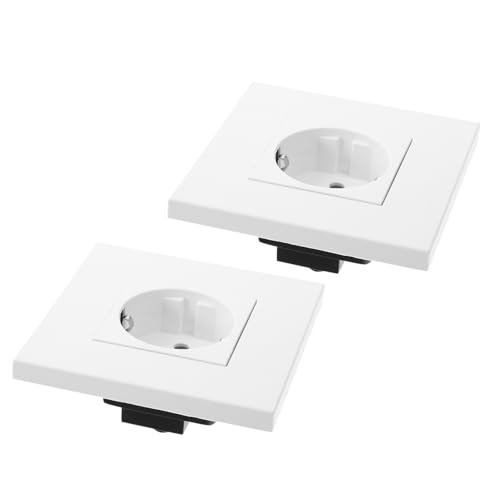 WOONEKY 2 Piezas Recessed European Power Outlet Panel Flush Mount Wall Socket For Home Office Villa Apartment Plastic Construction With Eurostyle Design