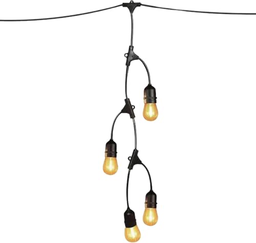 Image of Feit Electric 12ft LED Outdoor Fence String Lights, 10 Sockets, 12pc. S14 LED Bulbs Included, E26 Base, 10 Watts, 2200K, Amber, SLM12-10 /FIL