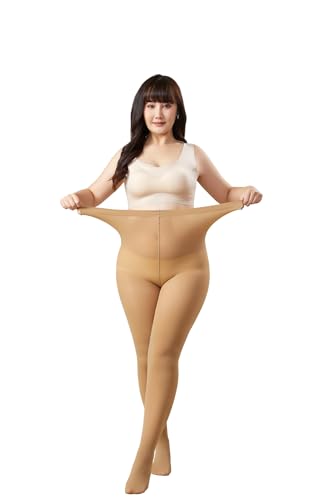 Image of MOOCHI 2 Pairs Women's Plus Size Opaque Tights Control Top High Waist Ultra Soft Elastic