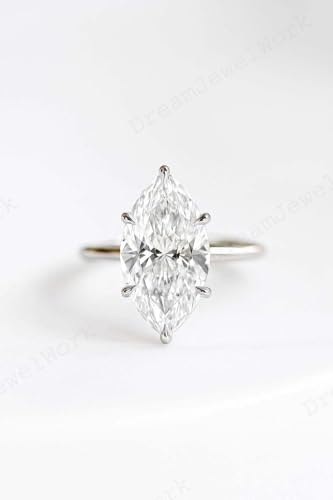 Marquise Cut Moissanite Engagement Ring Hidden Halo Filigree 6 Prong Setting 14K White Gold Diamond Bridal Jewelry Gift for Her2
