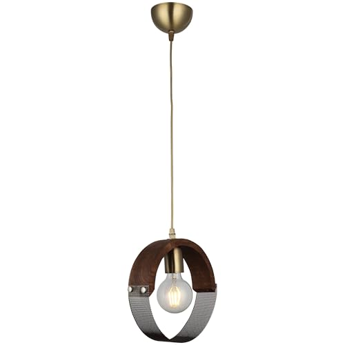 Elegante chandelier metálico con sofisticada tapa de madera para decoración 3
